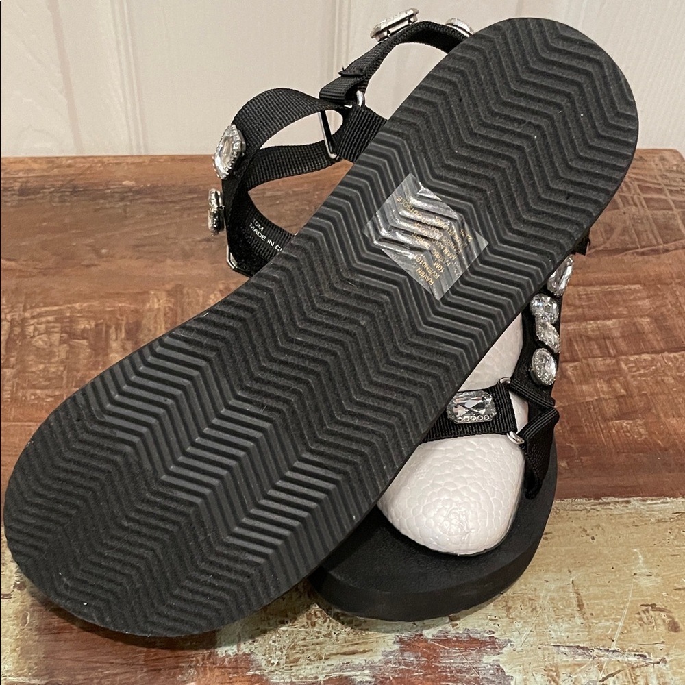 Steve Madden Black Sandals with Silver Gemstones - Picture 3 of 4